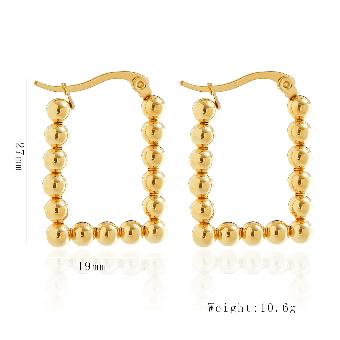 1 Pair Simple Style U Shape Round Square Plating 316 Stainless Steel  18K Gold Plated Earrings