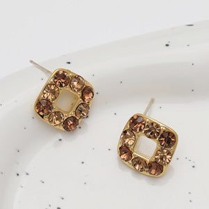 1 Pair Simple Style Commute Solid Color Plating Inlay Copper Rhinestones 18K Gold Plated Ear Studs