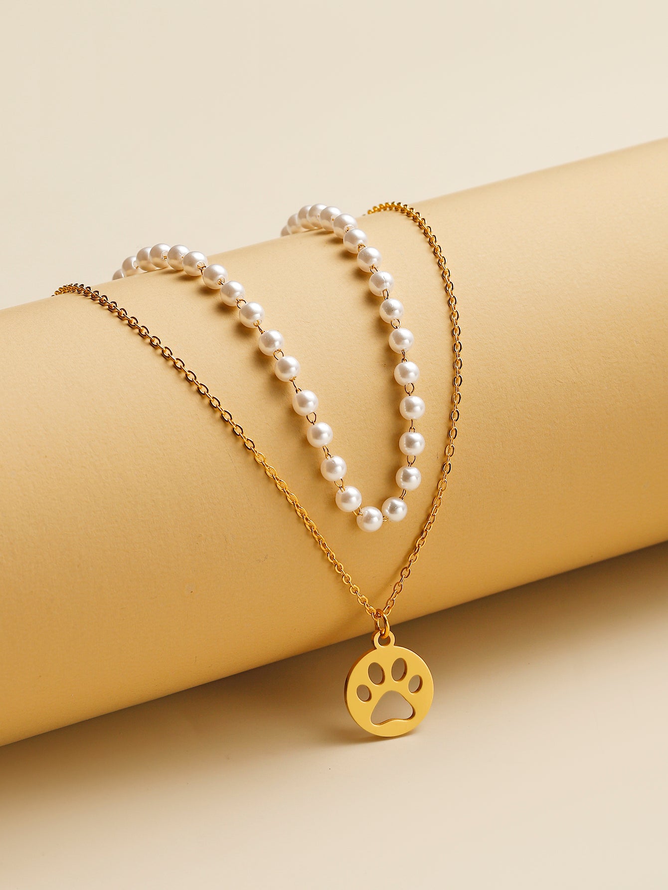 Simple Style Classic Style Cross Stainless Steel Imitation Pearl Beaded Plating Women's Necklace