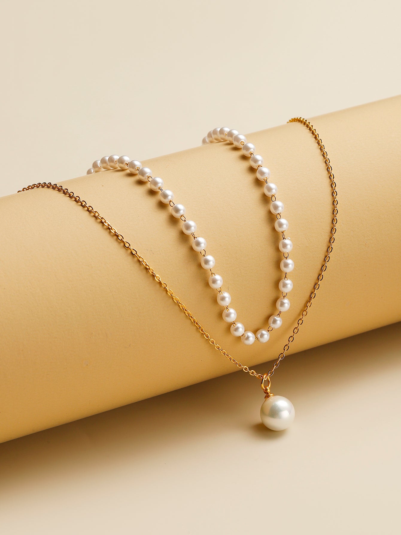 Simple Style Classic Style Cross Stainless Steel Imitation Pearl Beaded Plating Women's Necklace