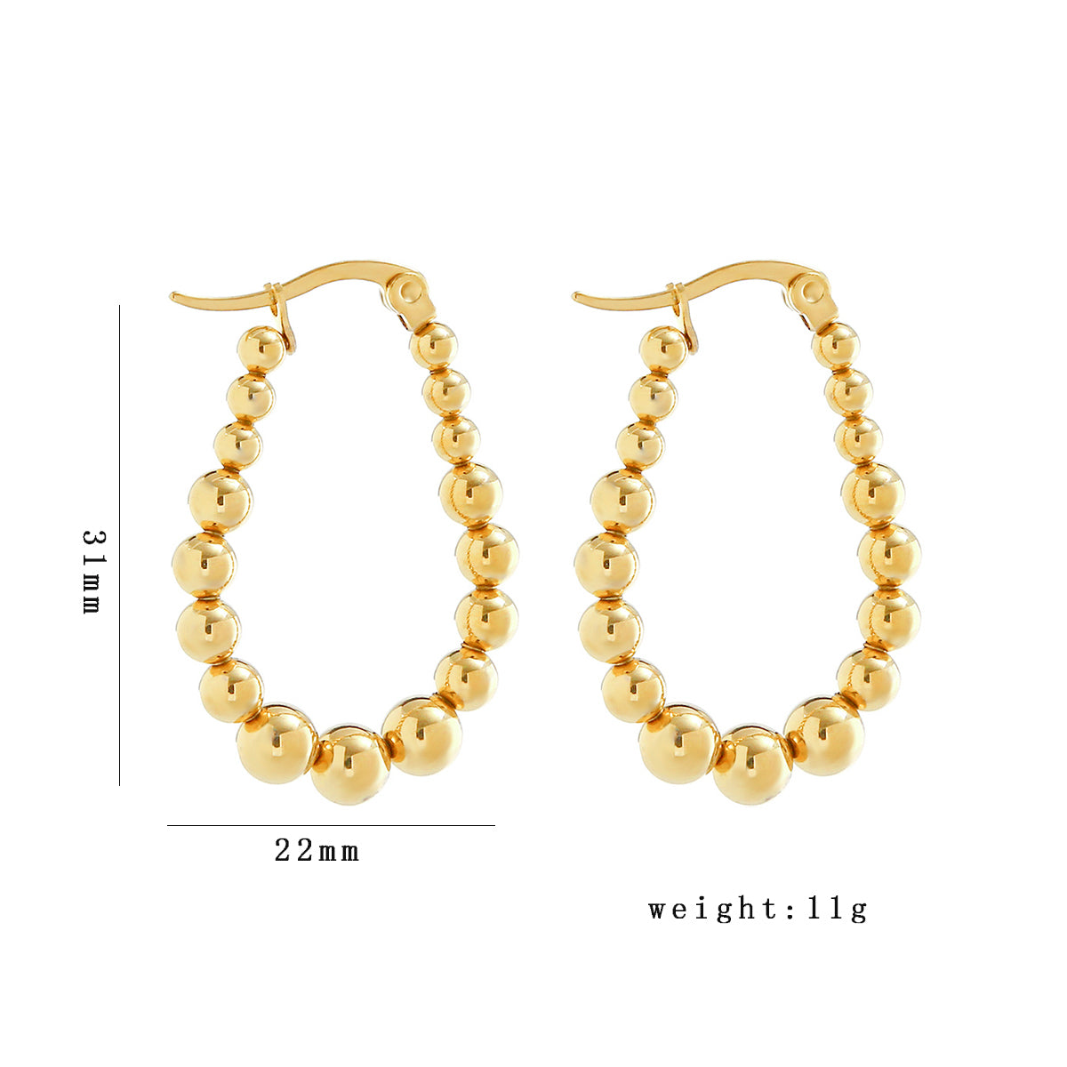 1 Pair Simple Style U Shape Round Square Plating 316 Stainless Steel  18K Gold Plated Earrings