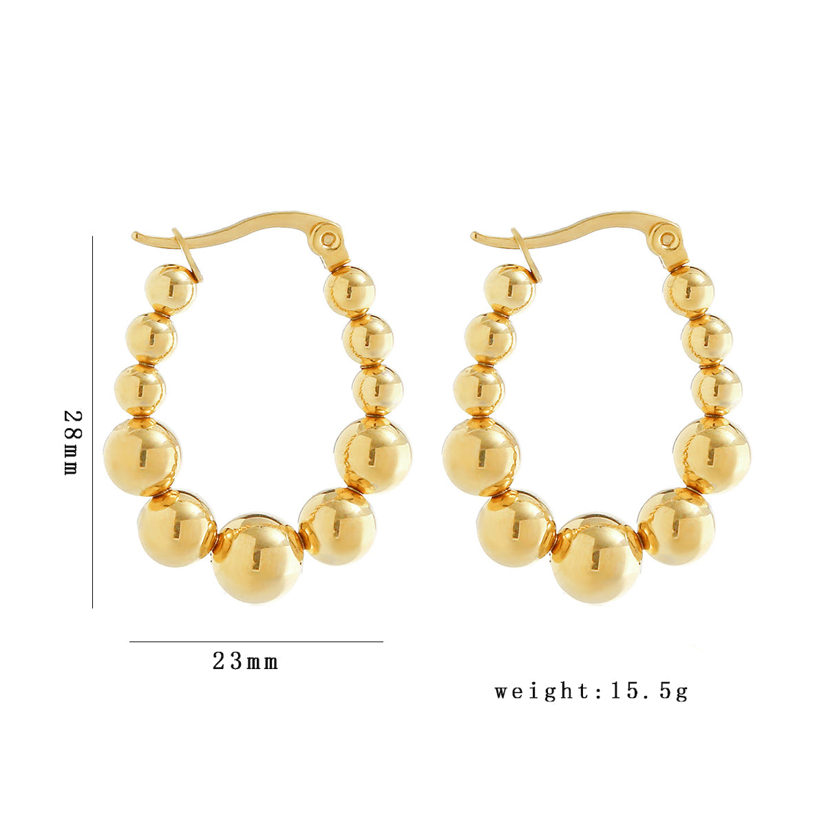 1 Pair Simple Style U Shape Round Square Plating 316 Stainless Steel  18K Gold Plated Earrings