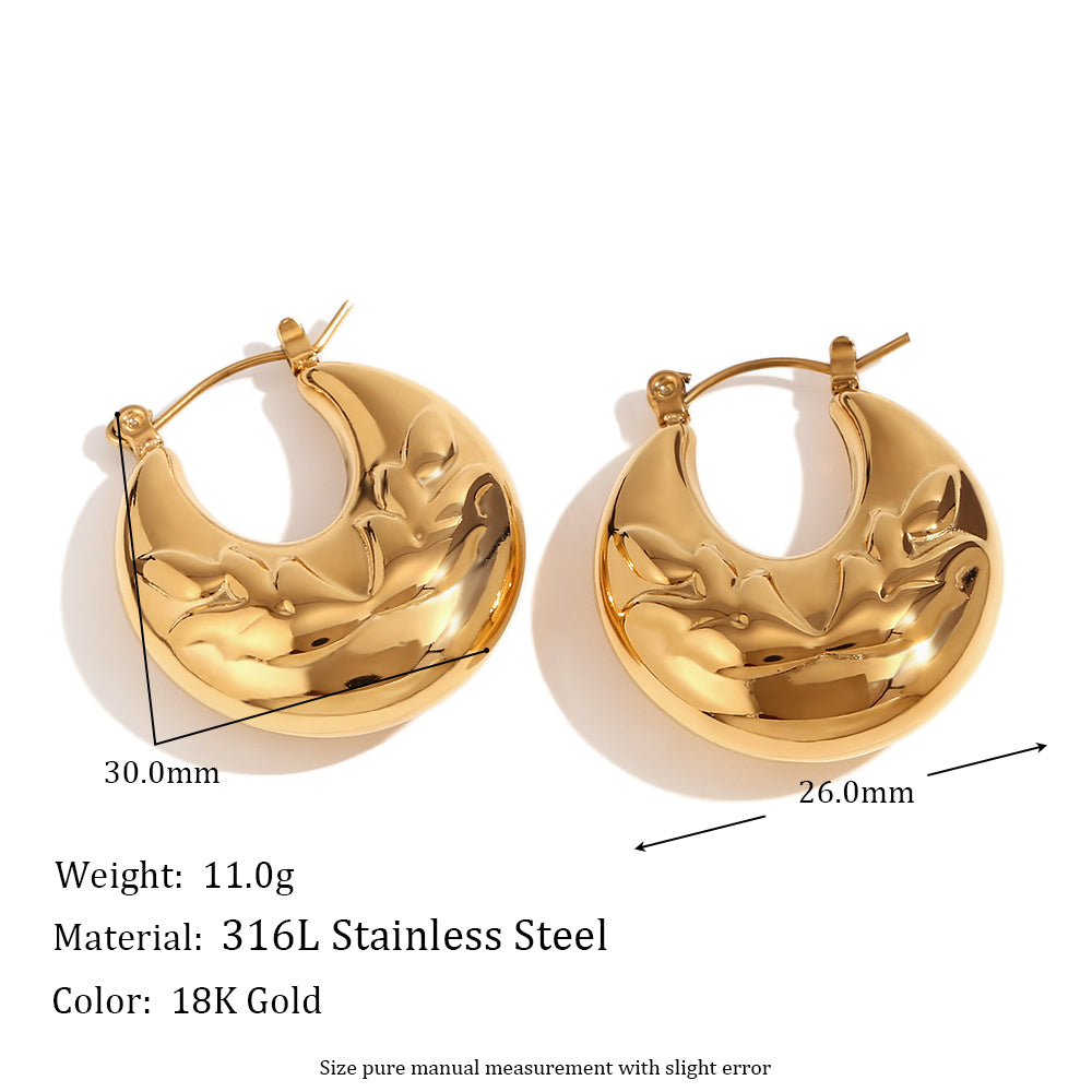 1 Pair Basic Simple Style Classic Style Solid Color Plating Stainless Steel 18K Gold Plated Earrings