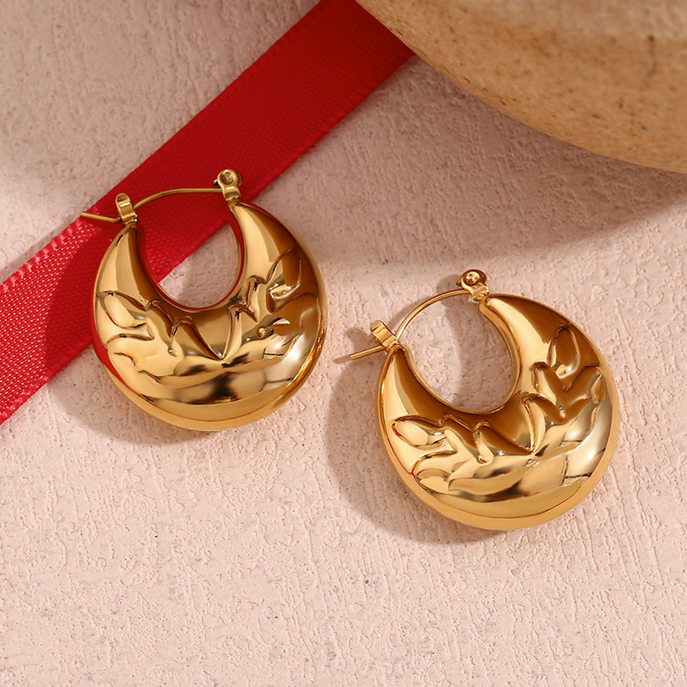 1 Pair Basic Simple Style Classic Style Solid Color Plating Stainless Steel 18K Gold Plated Earrings