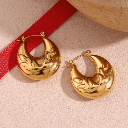 1 Pair Basic Simple Style Classic Style Solid Color Plating Stainless Steel 18K Gold Plated Earrings