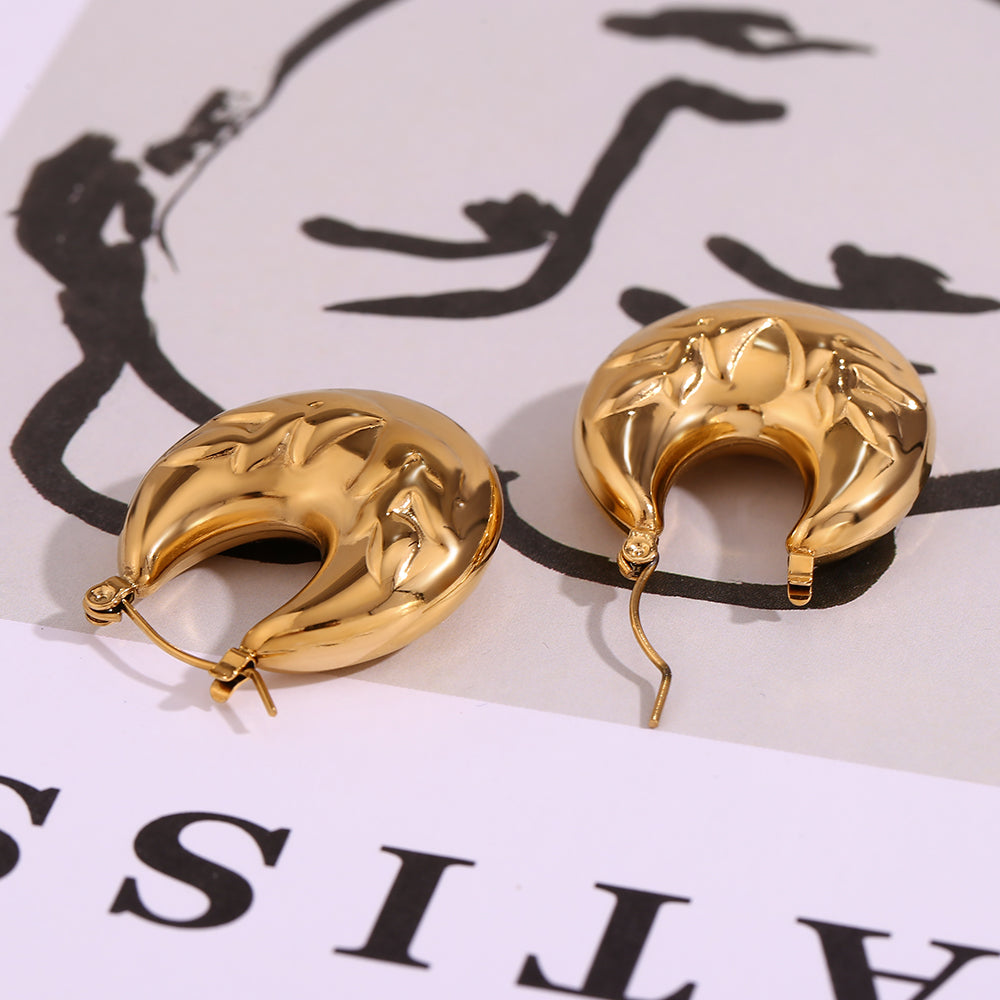 1 Pair Basic Simple Style Classic Style Solid Color Plating Stainless Steel 18K Gold Plated Earrings