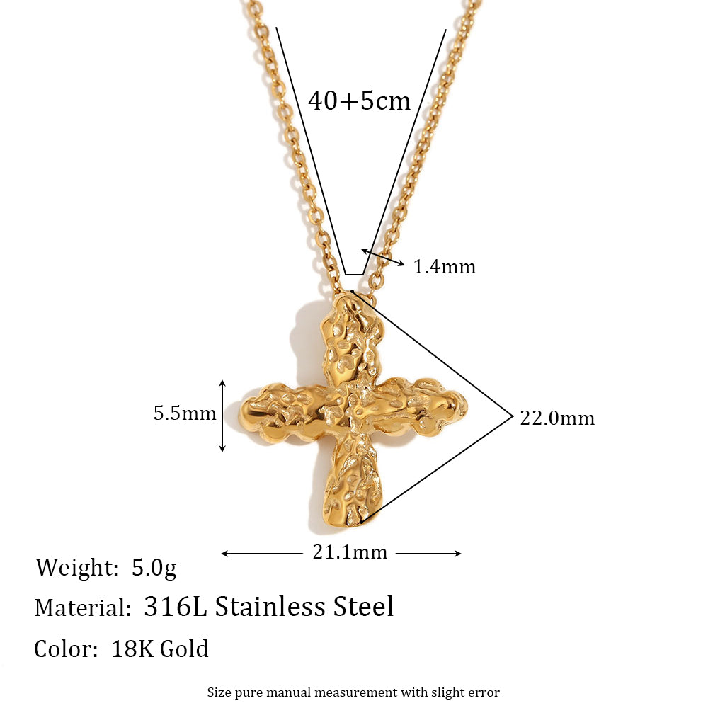 Stainless Steel 18K Gold Plated Vintage Style Classic Style Cross Plating Pendant Necklace