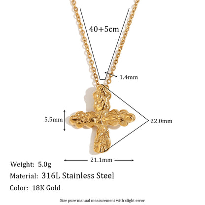 Stainless Steel 18K Gold Plated Vintage Style Classic Style Cross Plating Pendant Necklace