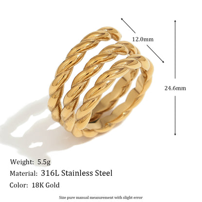 Stainless Steel 18K Gold Plated Basic Simple Style Classic Style Solid Color Plating Rings