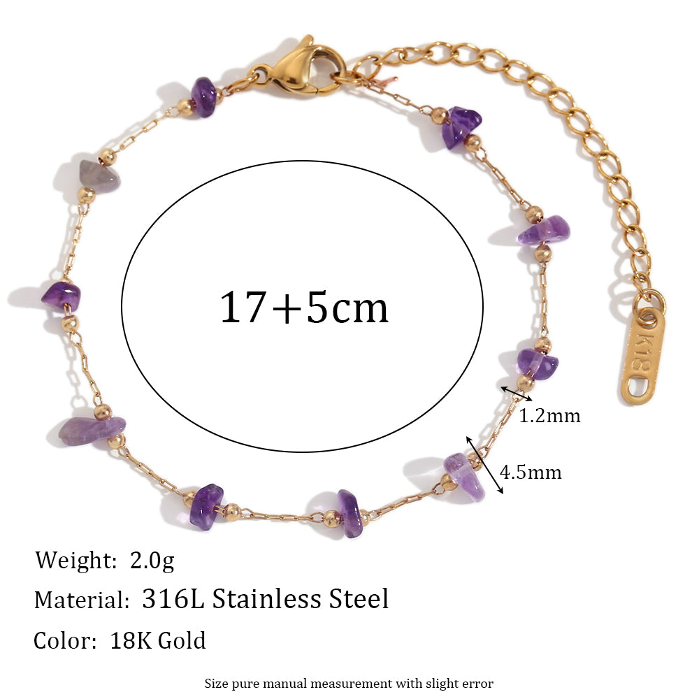 Stainless Steel Natural Stone 18K Gold Plated Elegant Basic Classic Style Irregular Plating Bracelets Necklace