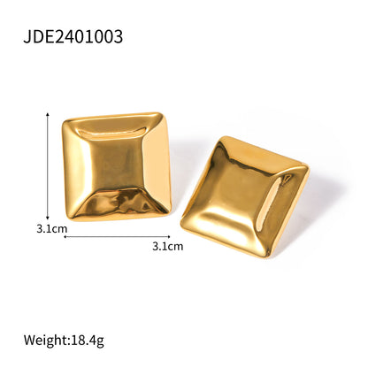 1 Pair IG Style Streetwear Square Stainless Steel 18K Gold Plated Ear Studs