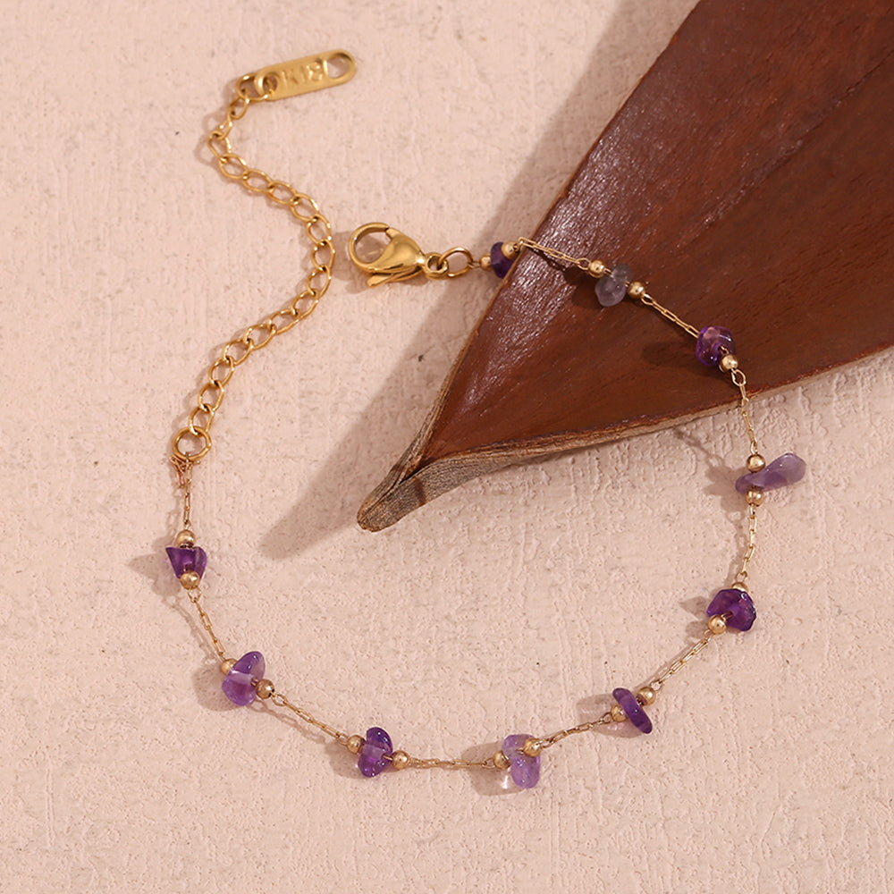 Stainless Steel Natural Stone 18K Gold Plated Elegant Basic Classic Style Irregular Plating Bracelets Necklace