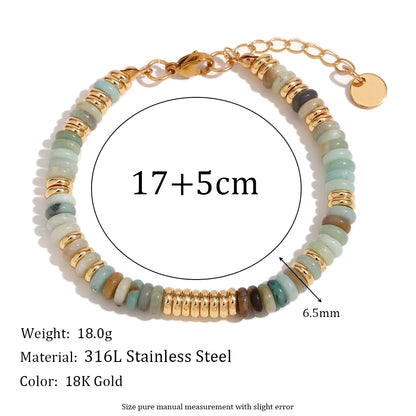 Stainless Steel 18K Gold Plated Elegant Vintage Style Geometric Beaded Bracelets