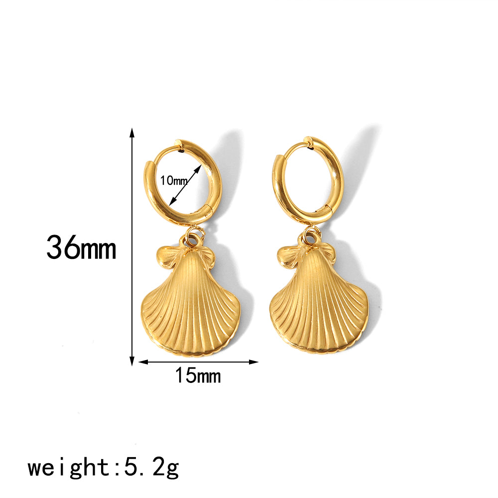 1 Pair Simple Style Starfish Shell Polishing Plating Stainless Steel 18k Gold Plated Drop Earrings