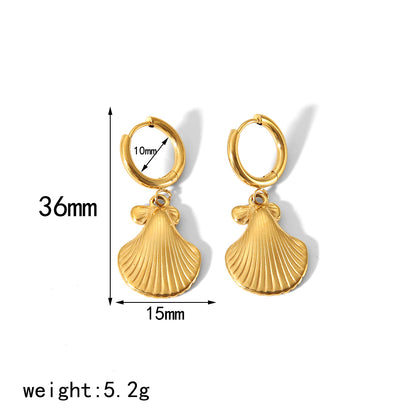 1 Pair Simple Style Starfish Shell Polishing Plating Stainless Steel 18k Gold Plated Drop Earrings