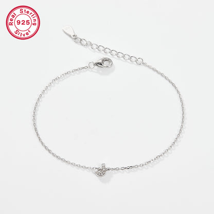 Sterling Silver White Gold Plated Simple Style Classic Style Letter Plating Inlay Zircon Bracelets