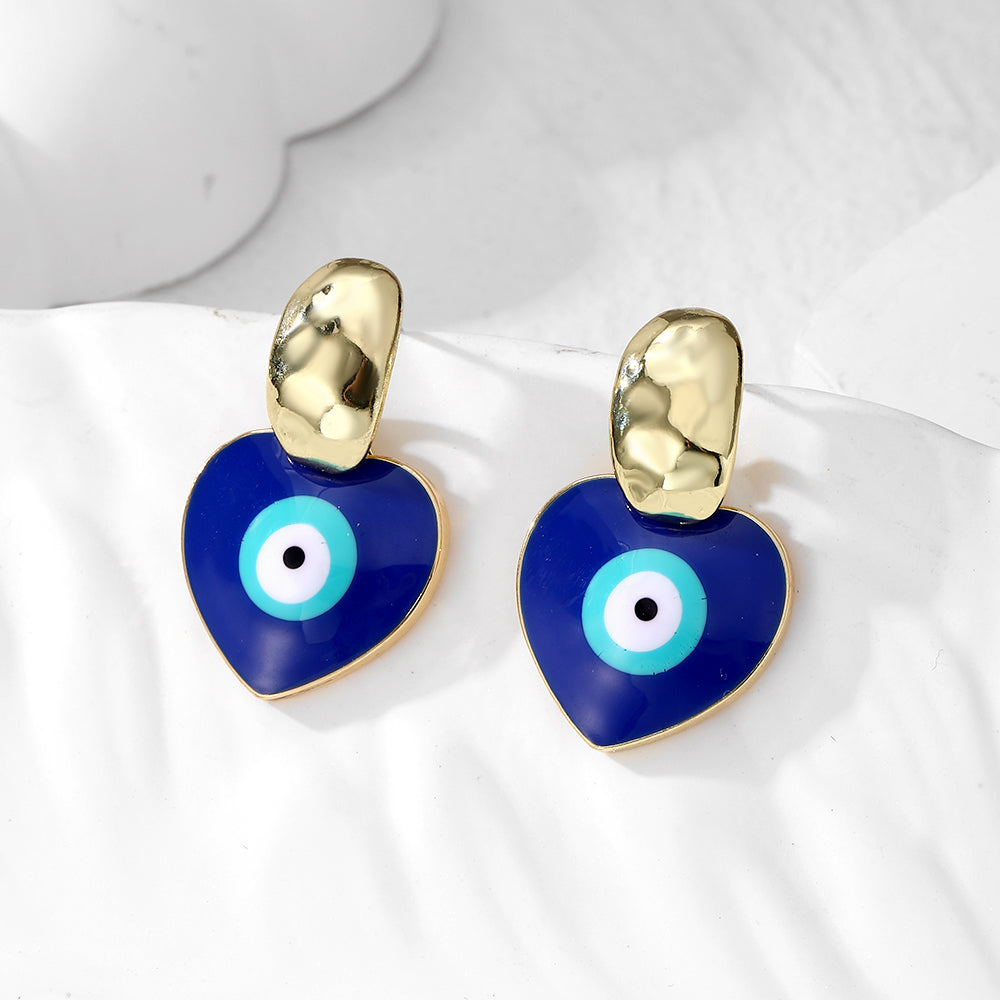 1 Pair Vintage Style Simple Style Heart Shape Eye Zinc Alloy Drop Earrings