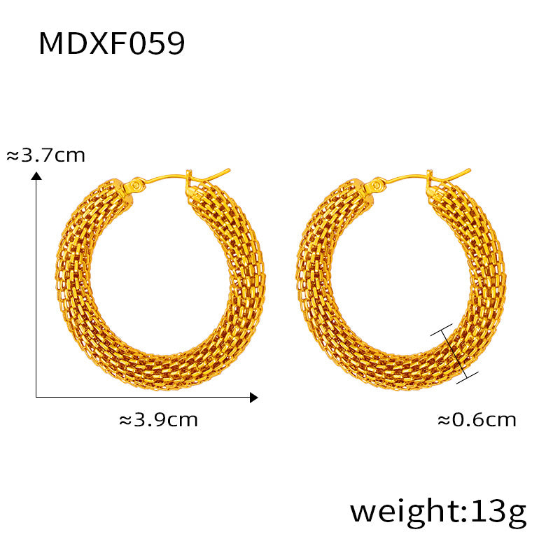 1 Pair Casual Retro O-Shape Titanium Steel 18K Gold Plated Earrings