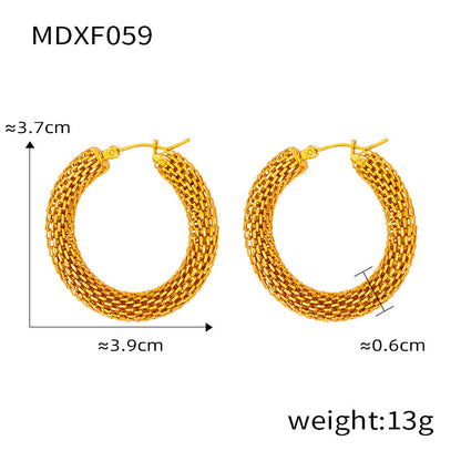 1 Pair Casual Retro O-Shape Titanium Steel 18K Gold Plated Earrings