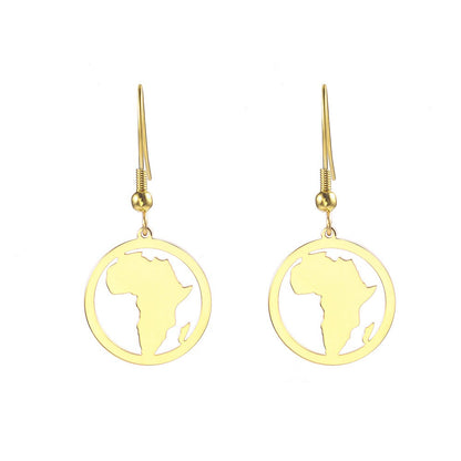 1 Pair Casual Streetwear Map Plating Stainless Steel 18K Gold Plated Drop Earrings