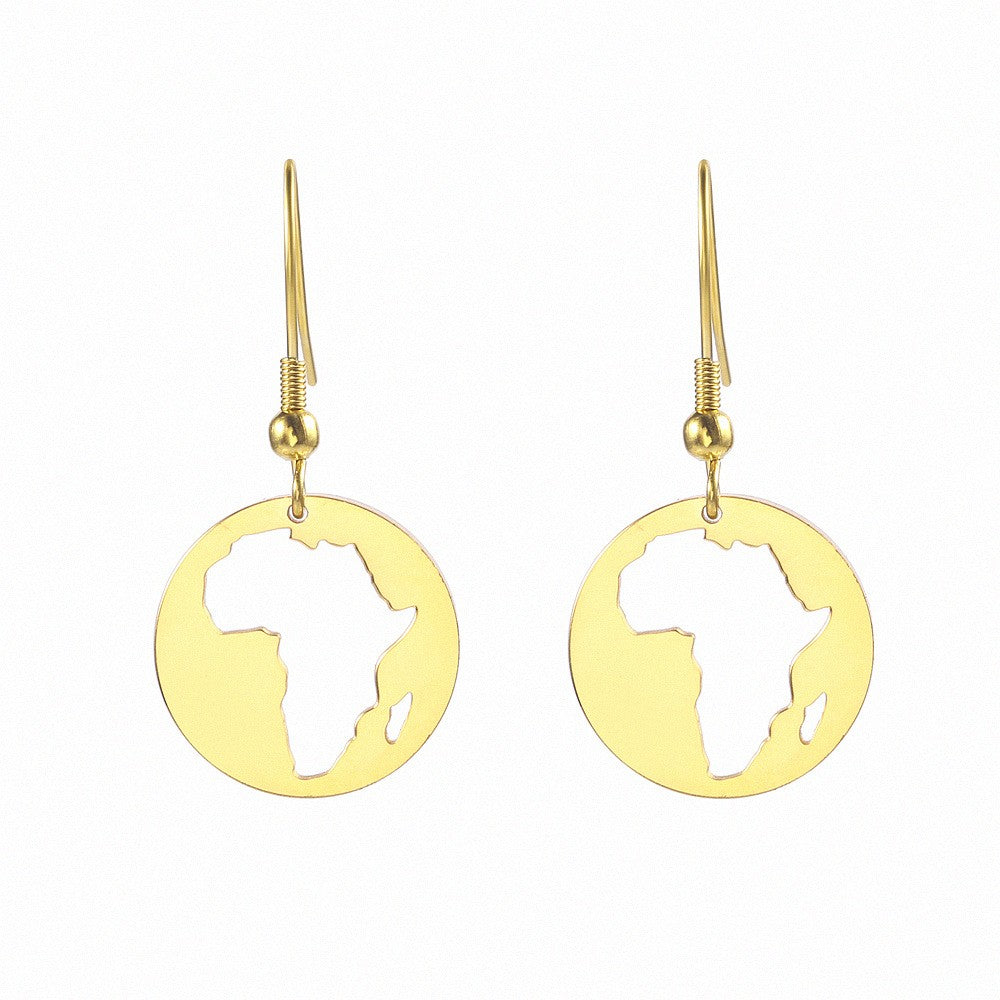 1 Pair Casual Streetwear Map Plating Stainless Steel 18K Gold Plated Drop Earrings