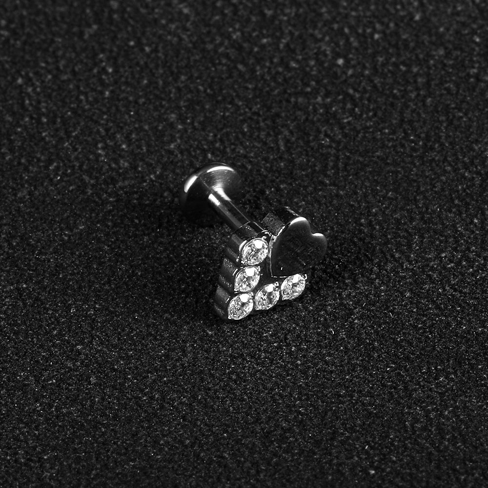 1 Piece Lip Rings Streetwear Cool Style Geometric Pure Titanium Inlay Zircon Lip Rings