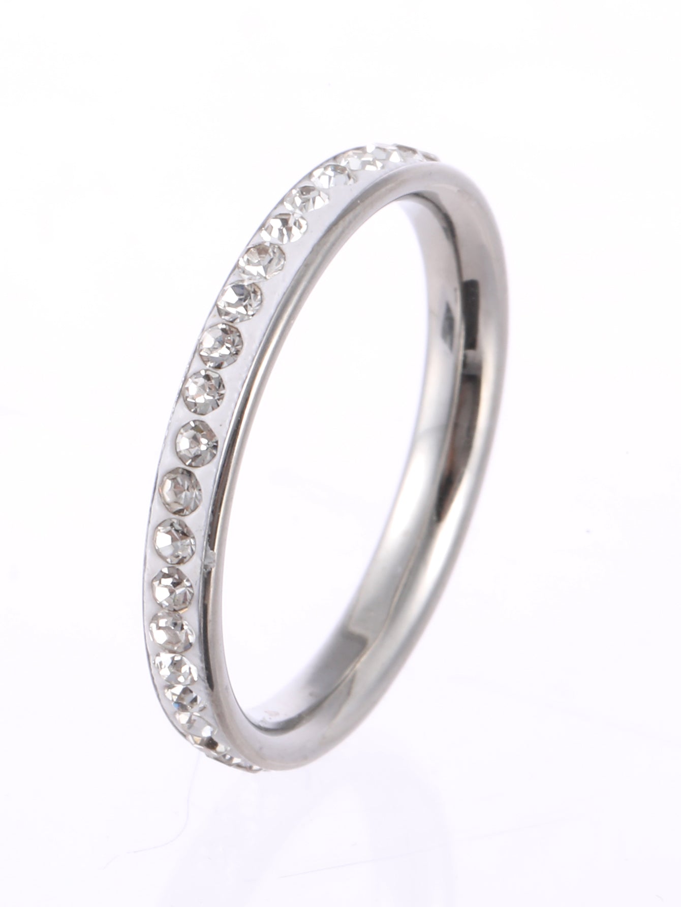 Stainless Steel Simple Style Solid Color Inlay Zircon Rings