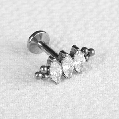 1 Piece Lip Rings Streetwear Cool Style Geometric Pure Titanium Inlay Zircon Lip Rings