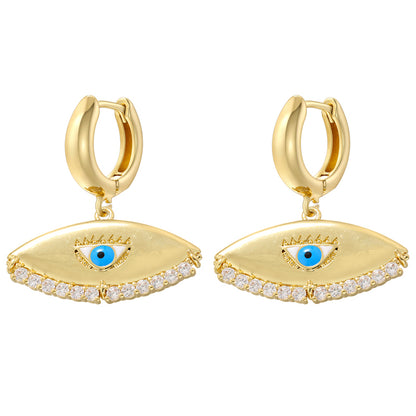 1 Pair Casual Streetwear Triangle Eye Plating Inlay Copper Zircon 18K Gold Plated Drop Earrings