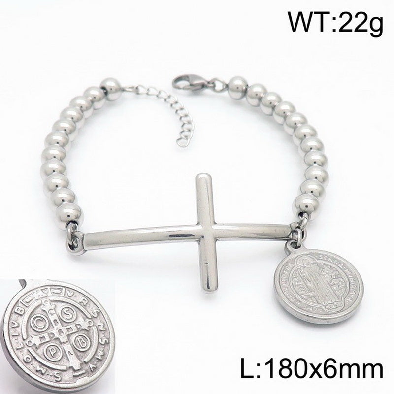 Stainless Steel 18K Gold Plated Basic Streetwear Cross Bracelets