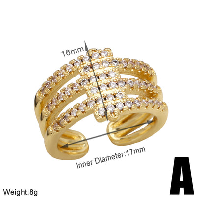 Wholesale Modern Style Simple Style Geometric Copper Plating Inlay 18K Gold Plated Artificial Pearls Zircon Rings