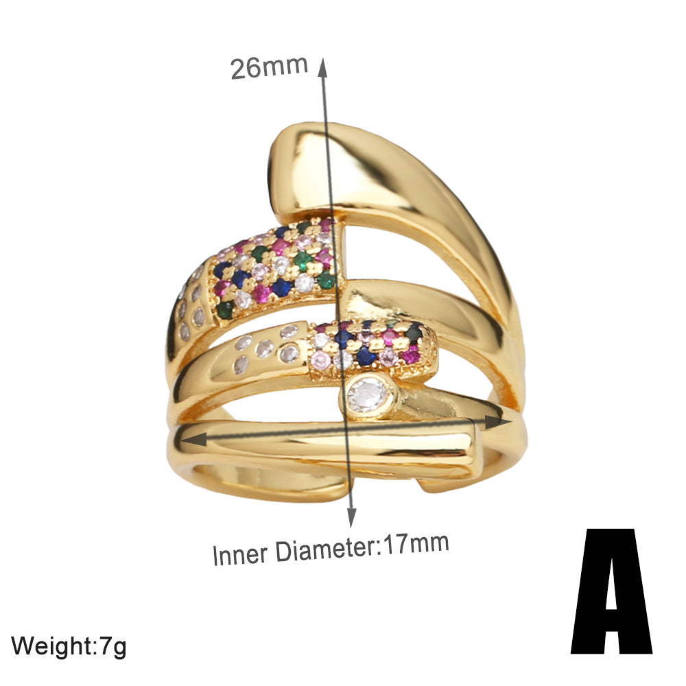 Wholesale Cute Modern Style Simple Style Bear Copper Plating Inlay 18K Gold Plated Zircon Rings