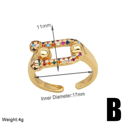 Wholesale Cute Modern Style Simple Style Bear Copper Plating Inlay 18K Gold Plated Zircon Rings