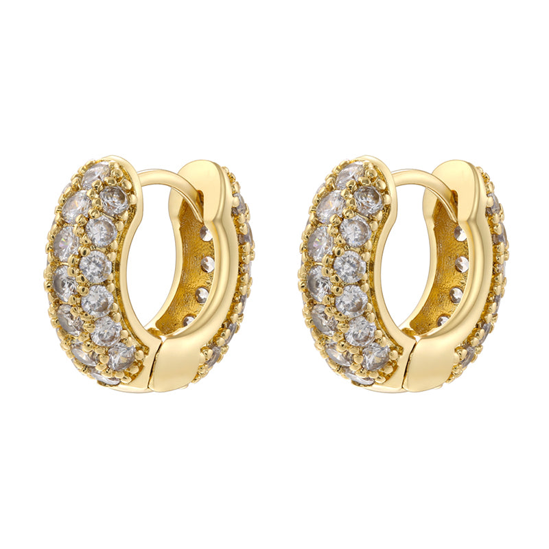 1 Pair IG Style Luxurious Shiny Round Inlay Copper Zircon 18K Gold Plated Earrings