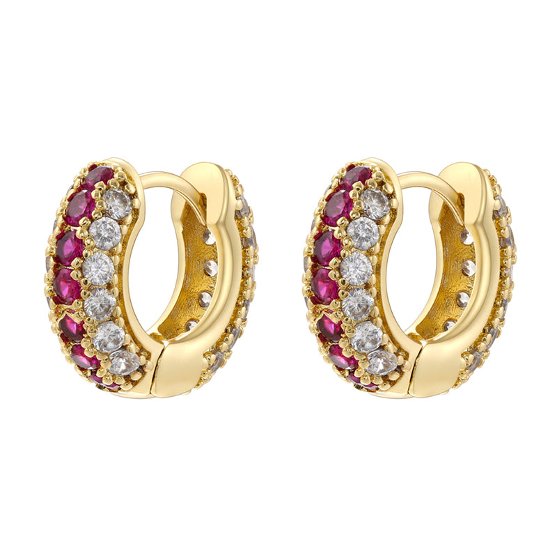 1 Pair IG Style Luxurious Shiny Round Inlay Copper Zircon 18K Gold Plated Earrings