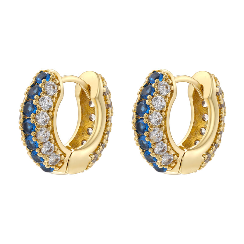 1 Pair IG Style Luxurious Shiny Round Inlay Copper Zircon 18K Gold Plated Earrings