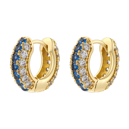 1 Pair IG Style Luxurious Shiny Round Inlay Copper Zircon 18K Gold Plated Earrings