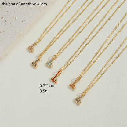 Copper 14K Gold Plated Vintage Style Simple Style Commute Inlay Snake Zircon Pendant Necklace