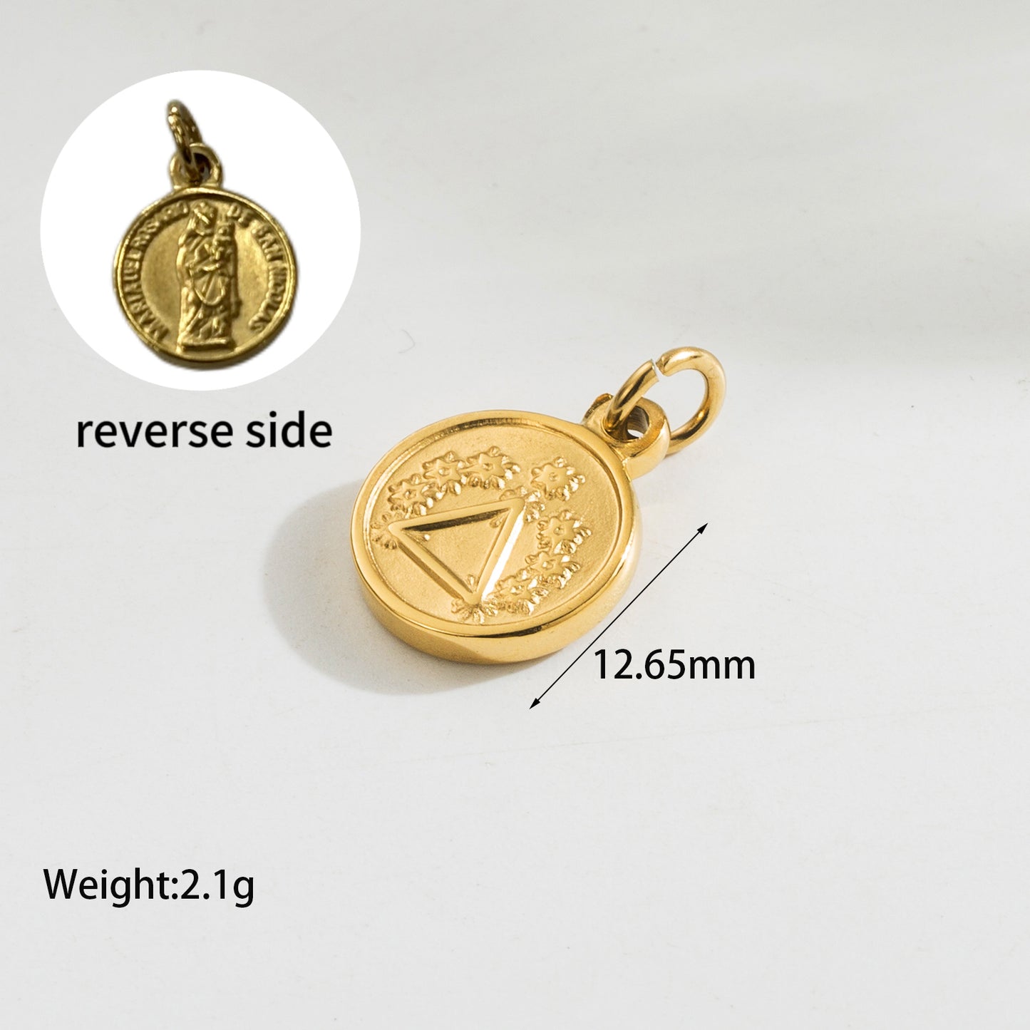 1 Piece 12.65mm Diameter 13.4mm Diameter 15.04mm Diameter Hole 1~1.9mm Stainless Steel Zircon 14K Gold Plated Devil'S Eye Star Polished Pendant