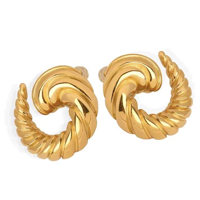 1 Pair Simple Style C Shape Plating Stainless Steel 18K Gold Plated Ear Studs