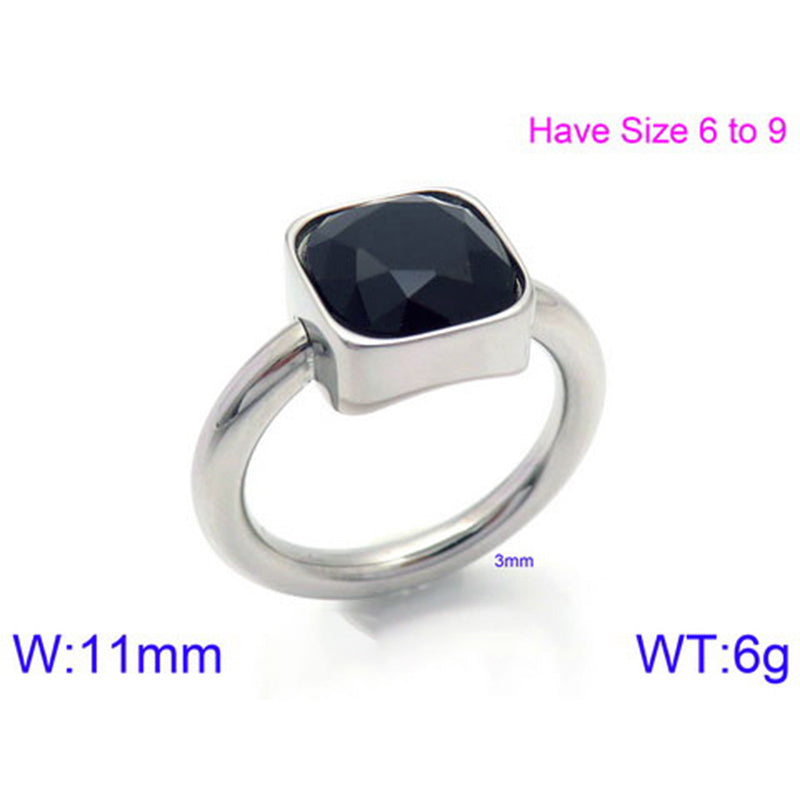 Stainless Steel 18K Gold Plated Simple Style Classic Style Square Plating Inlay Artificial Crystal Rings