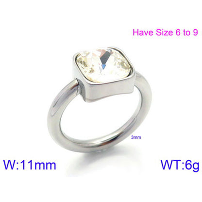 Stainless Steel 18K Gold Plated Simple Style Classic Style Square Plating Inlay Artificial Crystal Rings