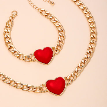 Retro Exaggerated Ethnic Style Heart Shape Alloy Plastic Women's Jewelry Set