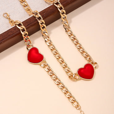 Retro Exaggerated Ethnic Style Heart Shape Alloy Plastic Women's Jewelry Set