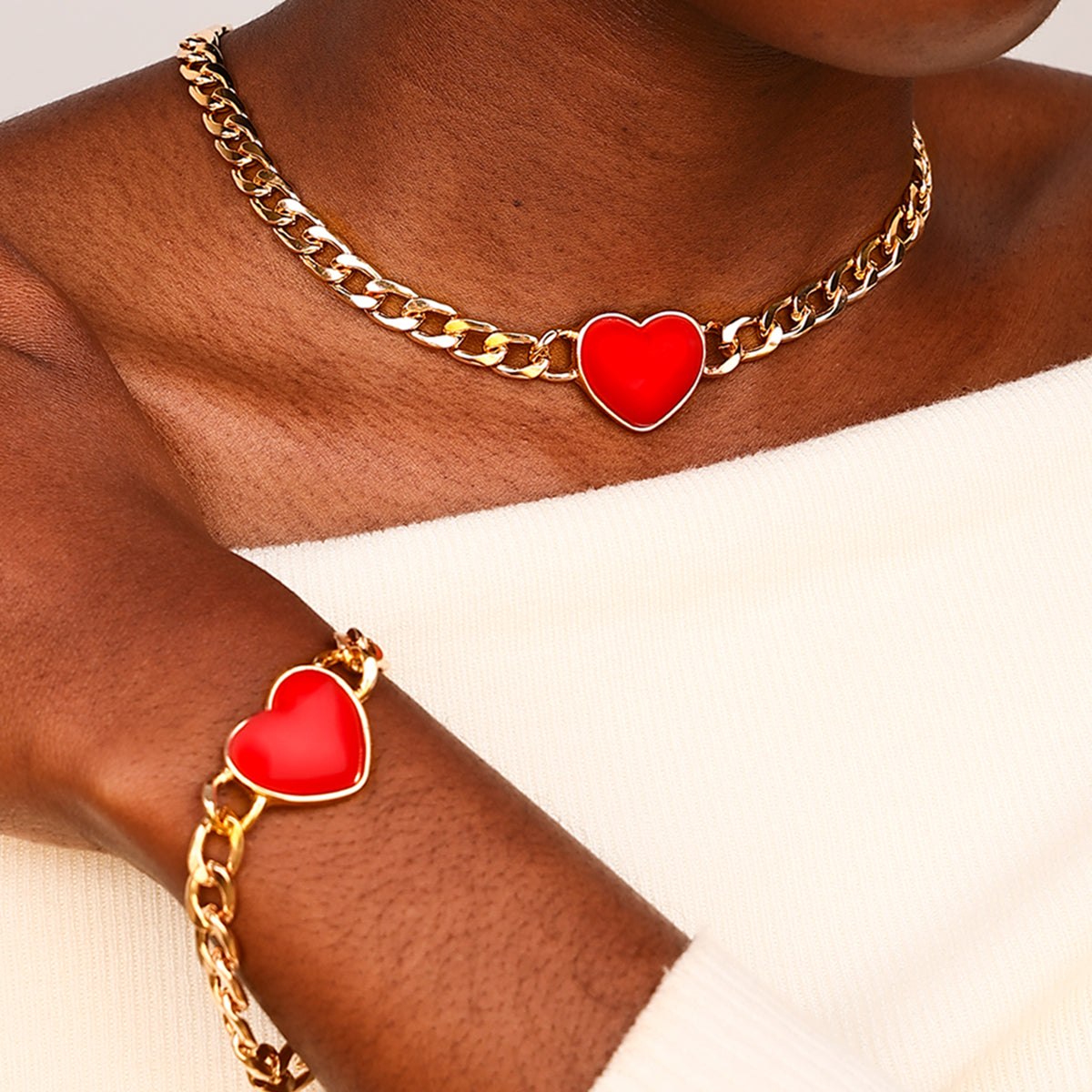 Retro Exaggerated Ethnic Style Heart Shape Alloy Plastic Women's Jewelry Set