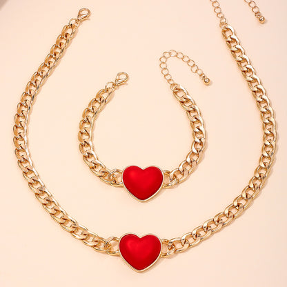 Retro Exaggerated Ethnic Style Heart Shape Alloy Plastic Women's Jewelry Set