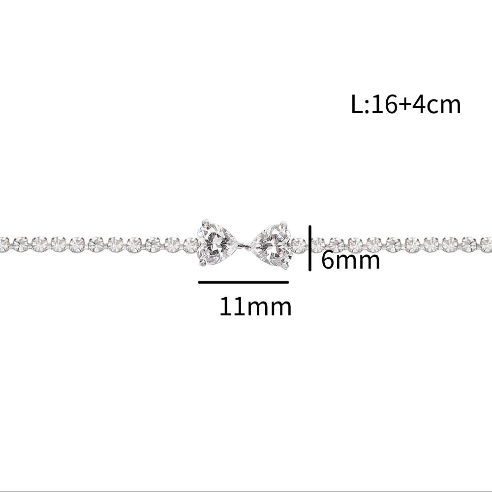 Titanium Steel Rhodium Plated Classic Style Inlay Bow Knot Zircon Bracelets