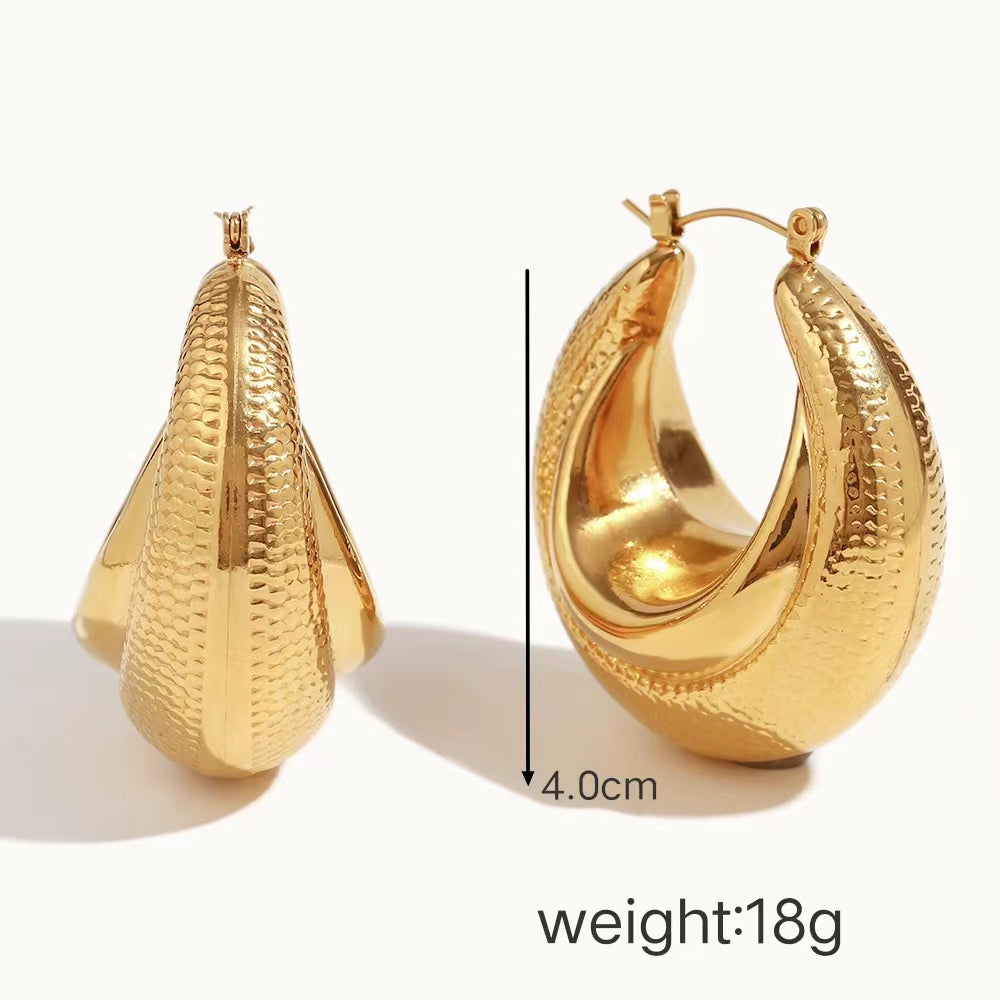 1 Pair Vintage Style Commute Round Plating Stainless Steel 18K Gold Plated Earrings