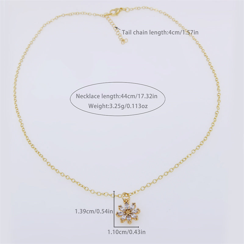 Copper 18K Gold Plated Simple Style Classic Style Flower Plating Inlay Zircon Pendant Necklace