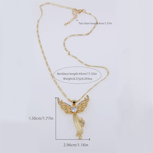 Copper 18K Gold Plated Simple Style Classic Style Flower Butterfly Plating Inlay Zircon Pendant Necklace
